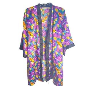 Vintage Victoria's Secret Gold Label Women Dressing Robe M Multicolor Floral‎